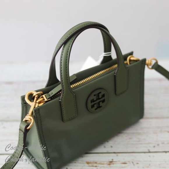 NWT Tory Burch Ella Nylon Mini Tote Crossbody Bag Purse in Palm Leaf Green - Picture 10 of 12